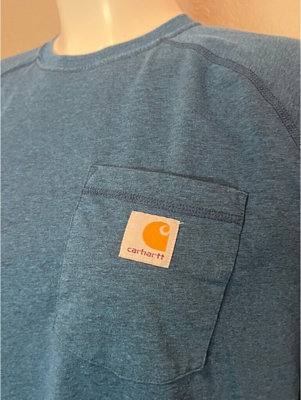 Carhartt Force Men’s XL Tall Relaxed Fit Blue Pocket T-Shirt Performance Tee